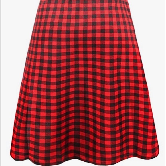 Red and black buffalo plaid large midi dress - Picture 5 of 6